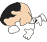 動くアニメ。ひれ伏して片手を目に当てて、オイオイ泣いているアニメ画像です