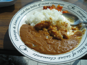 カレーライスのアップ画像。昔懐かしい感じのカレーライスです。