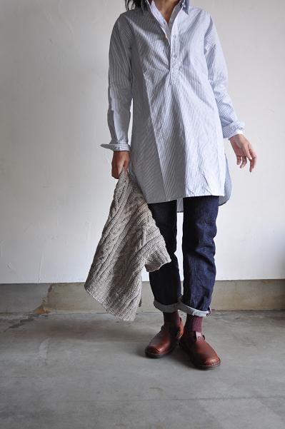 OMNIGOD オックスストライプ ロングシャツ