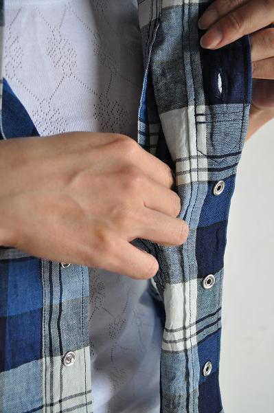 NATIC/ナティック Indigo Check Short Sleeves Shirt