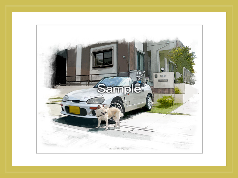 車のイラスト制作例 Suzuki Cappuccino スズキ カプチーノ 愛犬のイラスト 車 バイクカスタム イラスト制作 D Garage