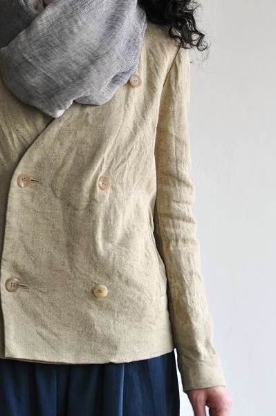 ゴーシュ シルクリネンツイル ノーカラー ジャケット