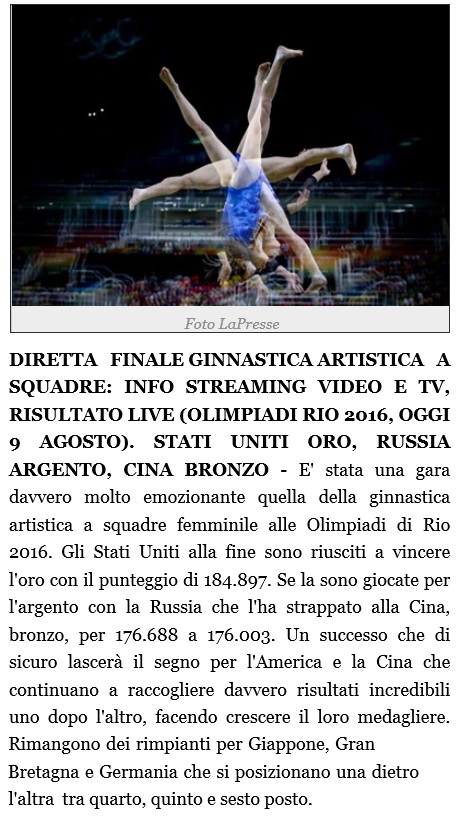 リオ五輪体操女子団体で日本４位、「惜しい」と伊オンライン新聞 - イタリア写真草子