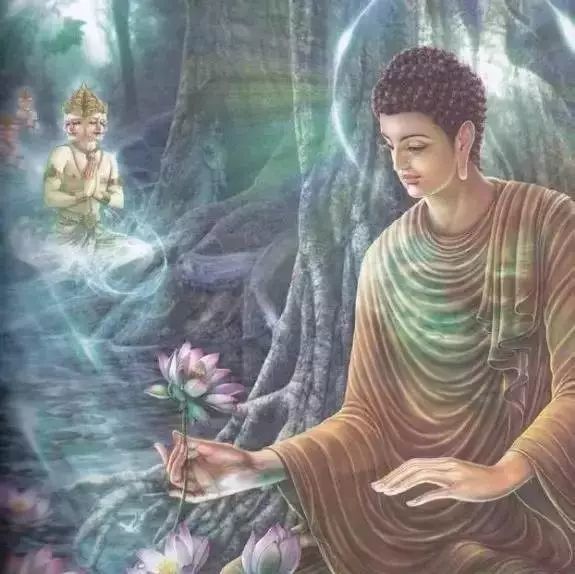 这个故事最早是佛祖释迦牟尼入寂前,在灵山召集大众举行最后一次说法