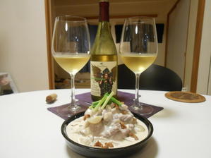 奥野田ワインヴィーナスシャルドネに、鴨のクリームしゃぶしゃぶ。絶品です。 - のび丸亭の「奥様ごはんですよ」日本ワインと日々の料理