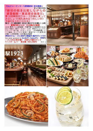 一人２次会(東京駅)　お得な早飲みセット｢ハイボールバー 東京駅 1923｣780円　第３回神田川クルーズの旅に乗ってみましょう32 カルチャーセンター｢建築散策と東京散策｣