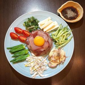 ビンヨコのお刺身ユッケ風。 - 日々