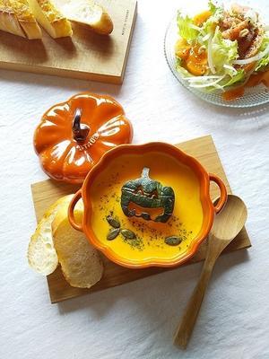 かぼちゃと生姜のポタージュスープ ＆ あさりのハロウィン♪ - キッチンで猫と・・・