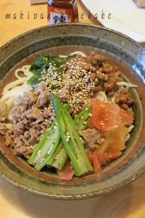 ネバネバが美味しい、納豆とそぼろのせ冷や麦 - マキパン・・・homebake　パンとお菓子と時々ワイン・・・