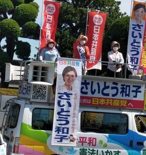日本共産党、斉藤和子参議院議員候補者が茂原市役所前で街頭演説しました - ながいきむら議員のつぶやき（日本共産党長生村議員団ブログ）