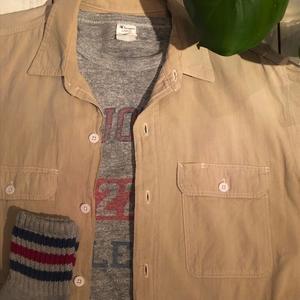 1980s " BIG MAC - MADE IN U.S.A - " ALL cotton -SAND BEIGE- VINTAGE L/S CHAMBRAY SHIRTS ※GOODコンディション - CAL DEAN -vintage clothing-