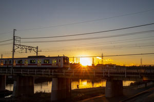 鶴見川の夕日 - うろ子とカメラ。Ⅱ