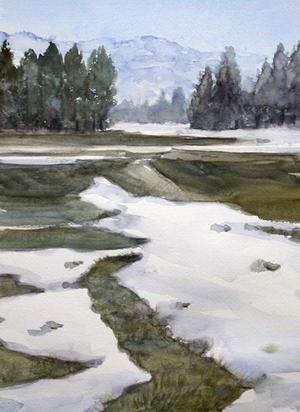残雪の田畑 - 水々彩々、流れのままに。