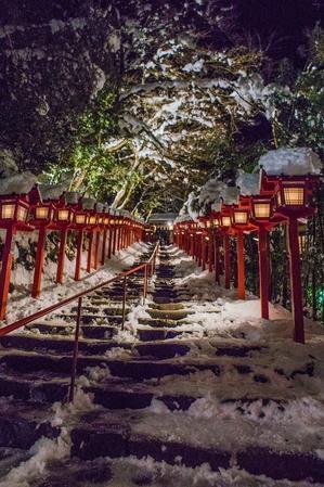 貴船神社～雪のライトアップ - 鏡花水月