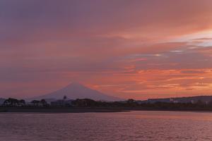 河口から望む今朝の富士山 - 