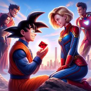 Son Goku proposes to Captain Marvel - 