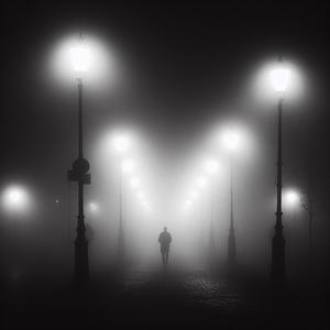 自作のメロディー、風景画像(白い夜霧) - 流離人のブログ