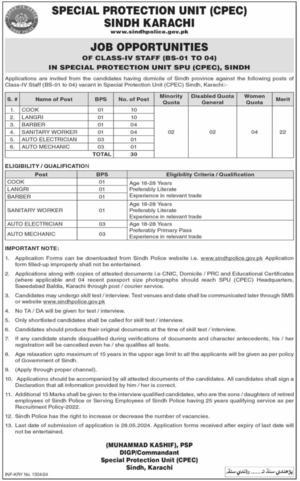 Sindh Police SPU Jobs 2024 Online Apply - 