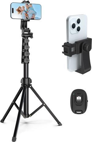 64” Tripod for Cell Phone & Camera, Phone Tripod with Remote and Phone Holder - 