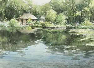 仲町台せせらぎ公園　ここら辺の定番スポット - 赤坂孝史の水彩画　AKASAKA TAKASHI watercolor