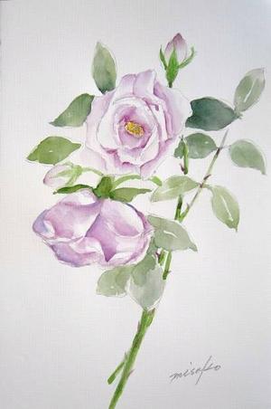 庭のバラ - 水彩画Misako花のパレット