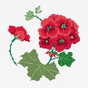Stitch a Stunning Red Geranium: Free Cross Stitch Pattern! - Cross Stitch