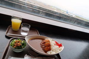 飛ぶ飛行機見ながら羽田でカツカレー 日本上陸初料理 - イタリア写真草子