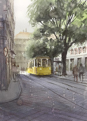 ポルトガル　リスボン - 赤坂孝史の水彩画　AKASAKA TAKASHI watercolor