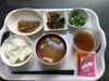 今日の献立 - しらゆり荘　朝食　さんま煮　ほうれん草お浸し　オクラ　ご飯　味噌汁