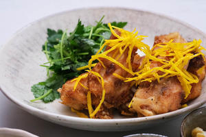 さわらの三角揚げ　ゆず仕立て！　北米の雪だるまは3段♪ - 登志子のキッチン