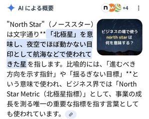 North Star(北極星) ⇨「ビジネス用語」意味。