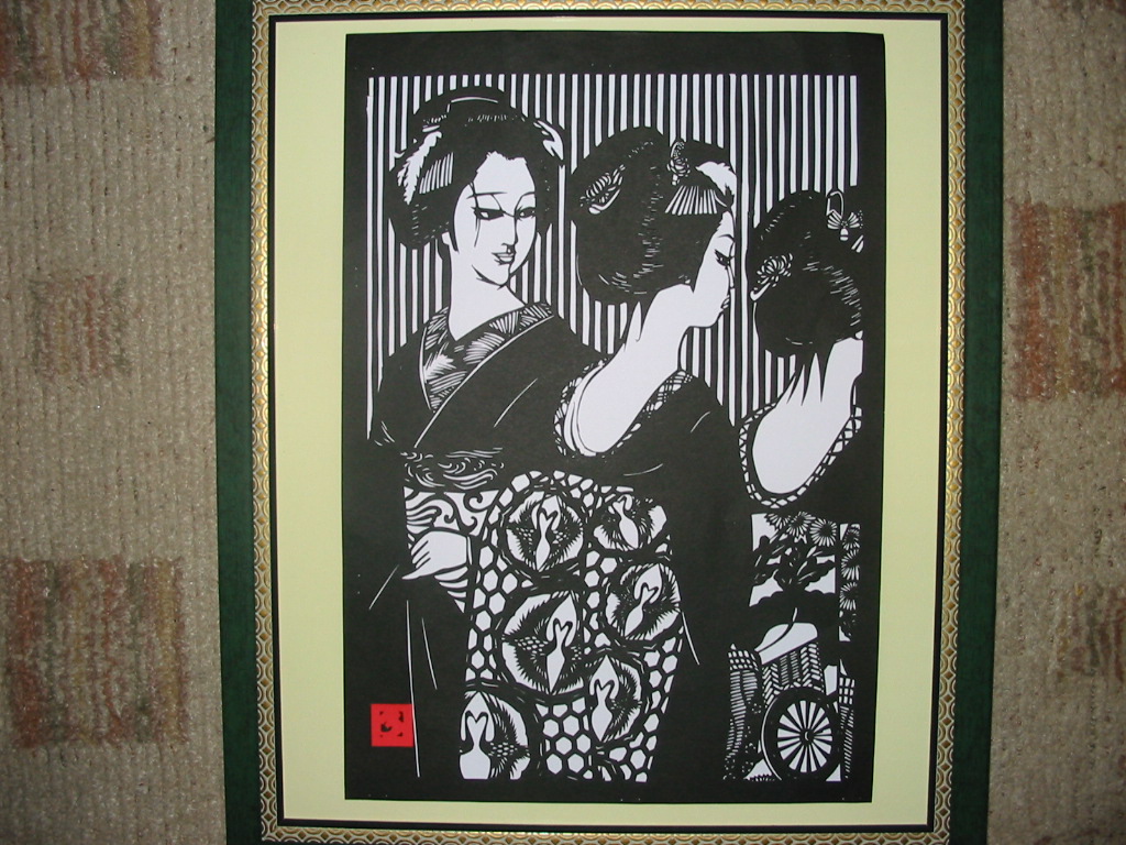 切り絵「舞子さん二人」 切り絵 舞妓さん二人後姿 切り絵 切り絵屋きりの介 通販 5168111