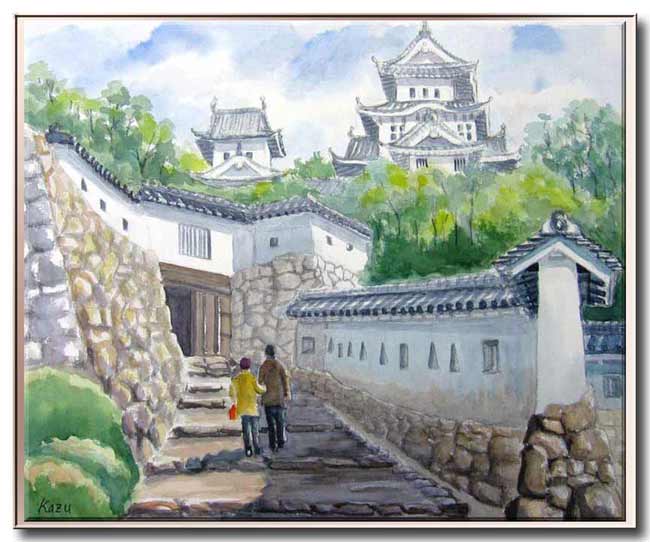姫路城スケッチ(透明水彩画 8号) : つれずれに
