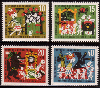西ドイツ　社会福祉募金切手　グリム童話「狼と七匹の仔やぎ」 1963年_d0045813_22251859.jpg