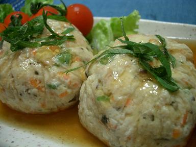 豆腐と鶏ひき肉の茶巾あんかけ ごぼうのカレーきんぴら 気ままに まぁるく