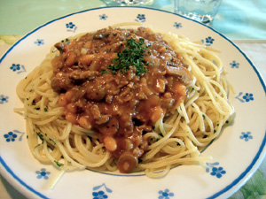 Chili con carne（チリ・コン・カルネ）パスタ_c0061644_5545678.jpg