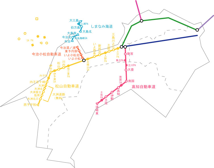 高速道路路線図 四国地方編 つくりかけ あしたのかぜのちずおきば 高速道路路線図 四国地方編 つくりかけ あしたのかぜのちずおきば