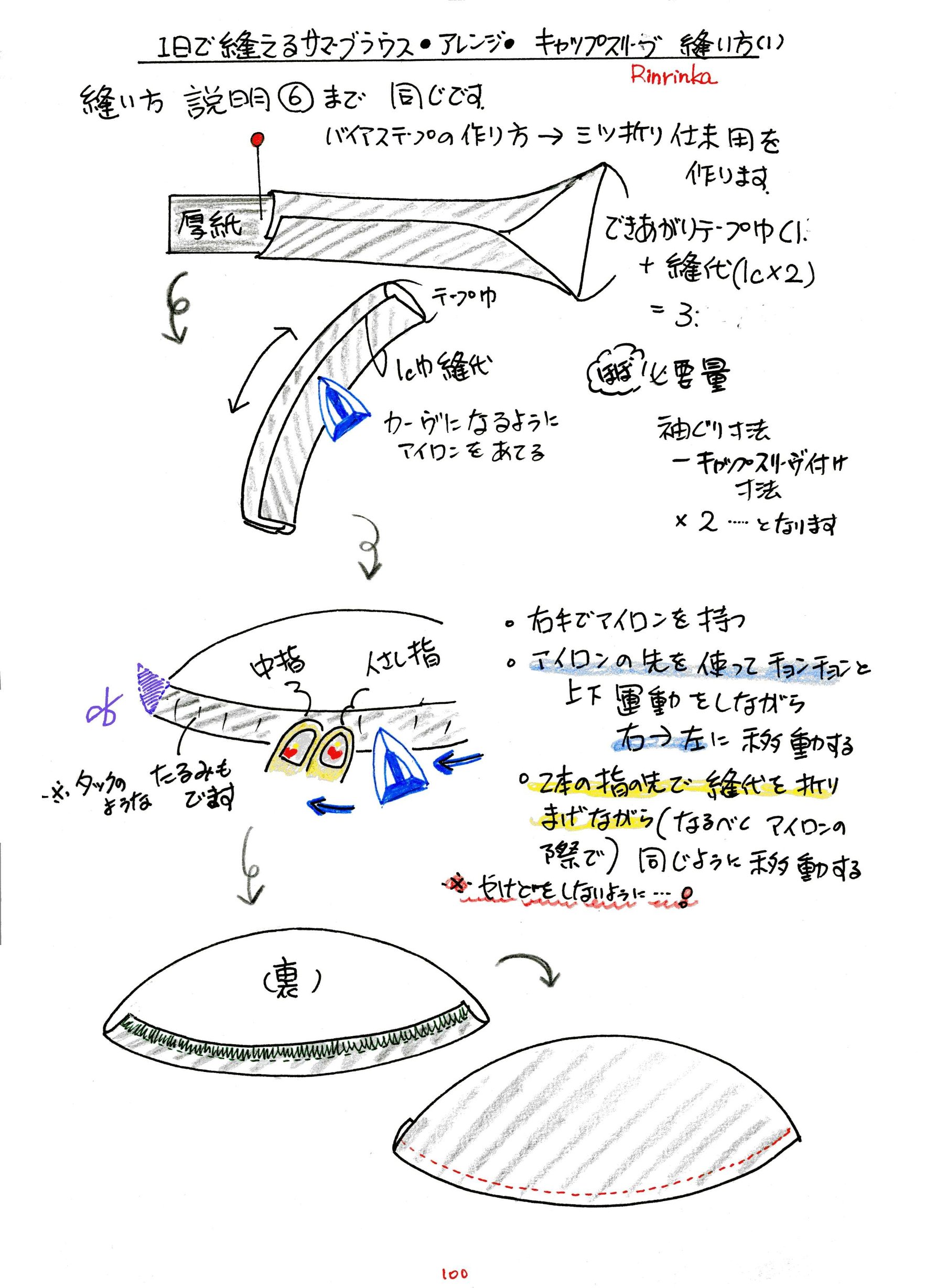 キャップスリーブをつけて作る サマーブラウス 暮らし英語楽しみながら