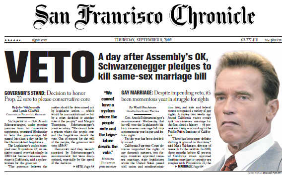 米カリフォルニア州同性婚合法化法案：州知事が署名拒否の意思を表明 1_d0066343_17202590.jpg