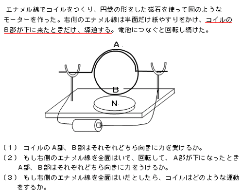 電磁力を使った装置 クリップモーター 物理質問教室