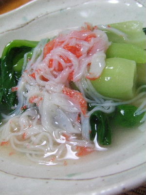 青梗菜のかにかまあんかけ_e0067563_20232797.jpg