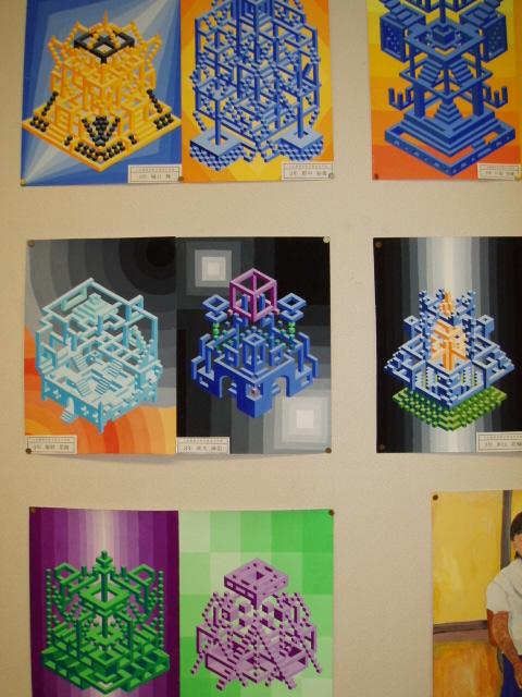 第１６回福岡県中学校美術展 透視図法 生徒作品