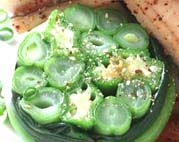 Sauteed Sea eel with spring green roll  アナゴのソテー、インゲン＆オクラ　ロール_e0067538_12185149.jpg