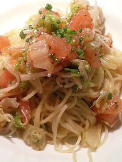 冷温取り合わせた15種の野菜（マ）／冷製パスタ、トマトのあっさりソース（イ）_b0079765_228876.jpg