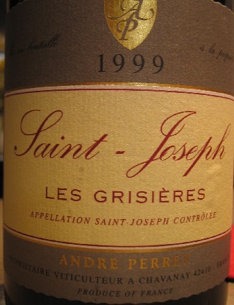 Saint-Joseph, Rouge, “Les Grisieres” 1999 / Andre Perret_c0013687_342594.jpg