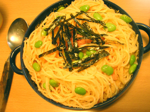 おっとこまえパスタ☆『たらこきゅーぴー枝豆スパゲティ』_a0074063_18295116.jpg