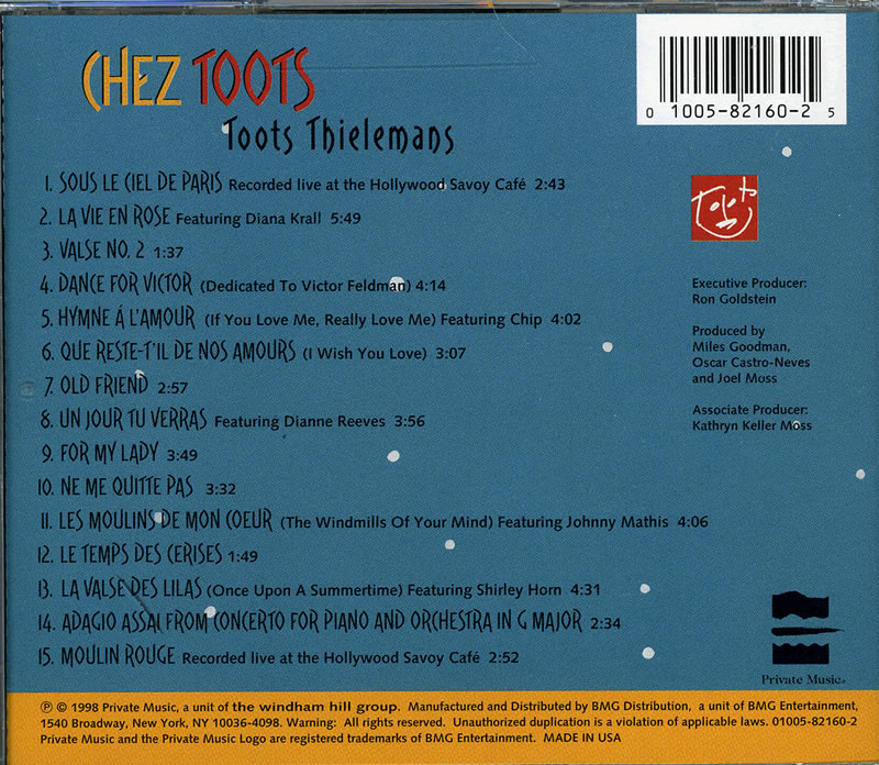 Toots Thielmans トゥーツ・シールマンス 「CHEZ TOOTS」_e0048332_6455488.jpg