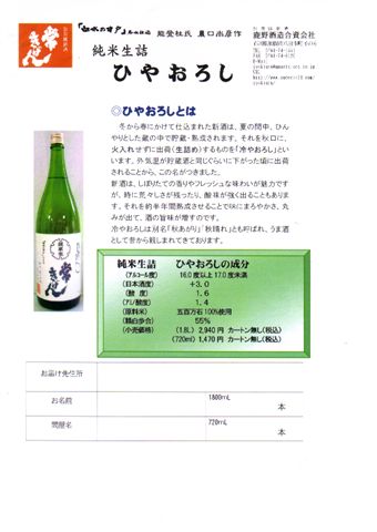 鹿野酒造 『ひやおろし』 新発売_e0037439_1233353.jpg