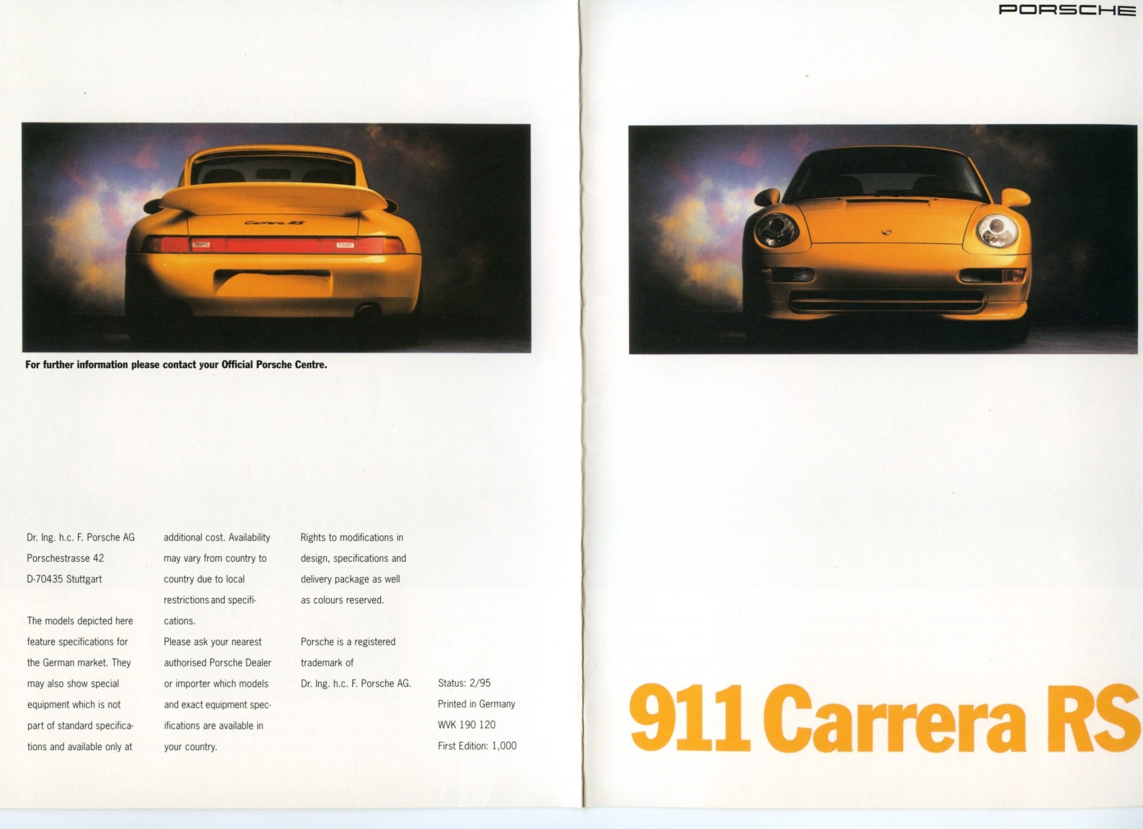 カタログ 911 Carrera RS（Type 993） : ポルシェ993RS ＆ クレーマーK4（944）との日々 ～The Blue  Water ～