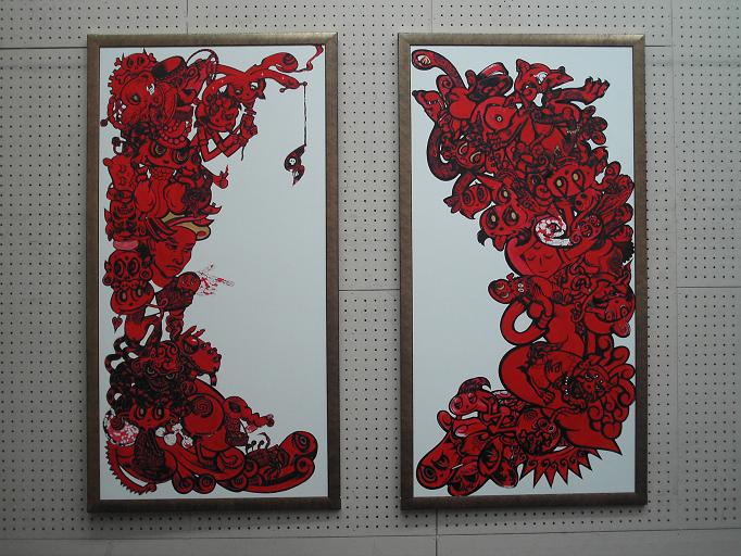 赤い絵 『門神』 & 『鍵神』 : 『NANA RULEZ』画家 佐竹奈々